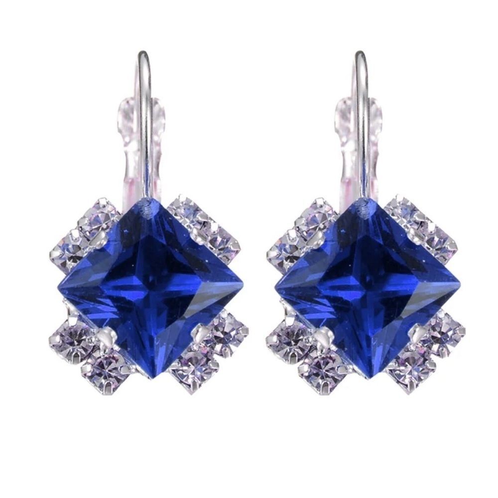 Fashion Jewelry Sapphire Blue and Silver Earrings
